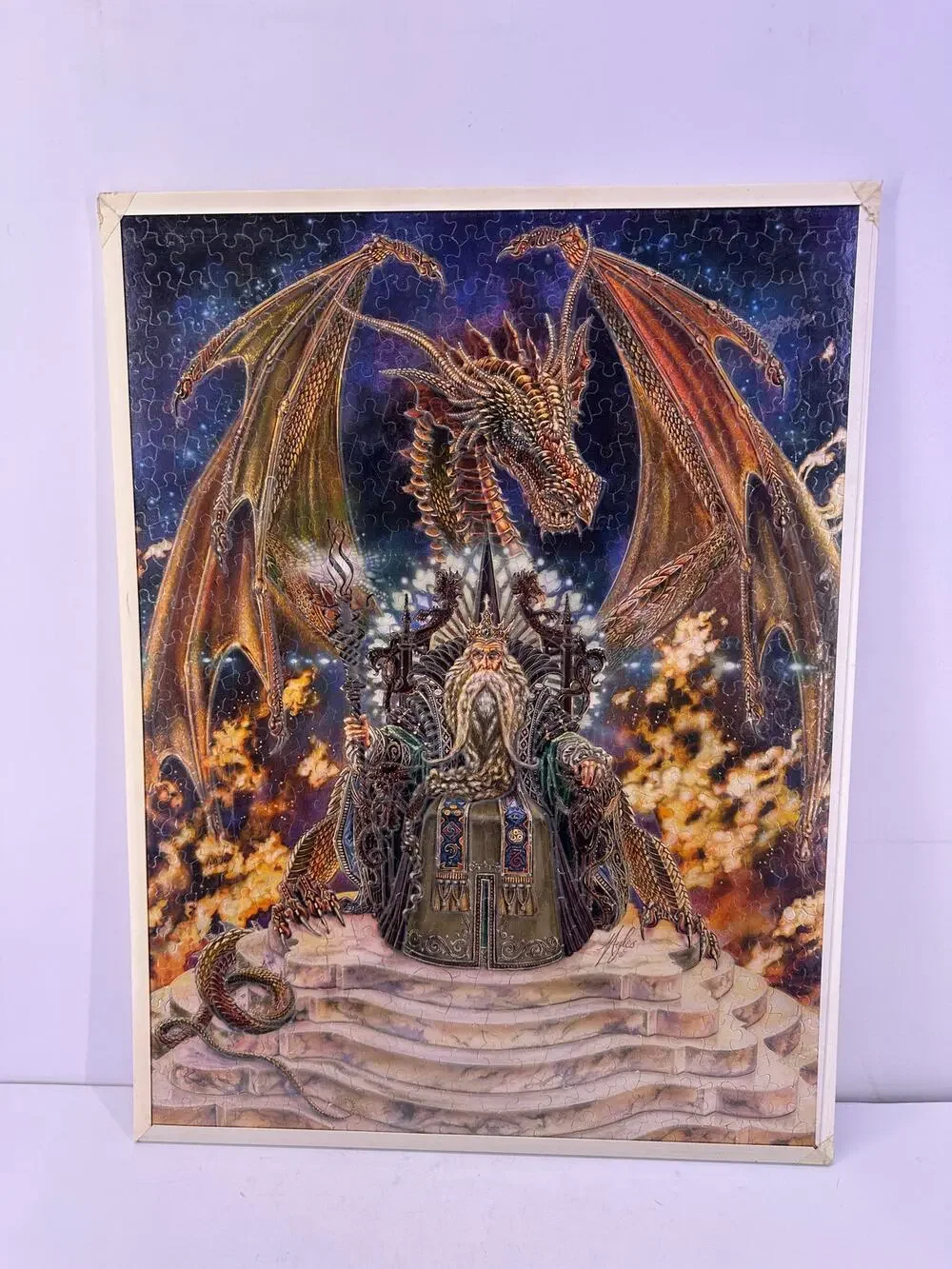 Vintage Glow In The Dark Wizard Dragon Puzzle Framed